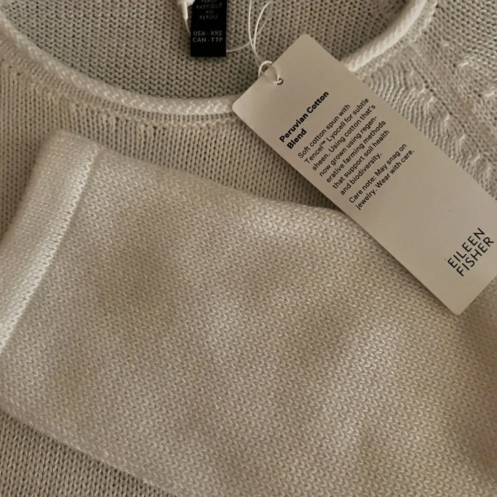 NWT $198 Eileen Fisher White Raglan Sleeve Sweater Size XXS Cotton - Picture 6 of 11